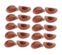 VANZACK 20 Pièces Mini Chapeaux Cow Boy Plastique Marron Accessoires Décoratifs pour Poupées Jouets pour Garçon Fille et Décoration Miniature