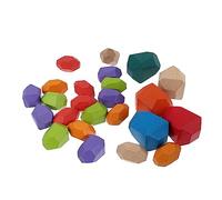VANZACK 24 pièces Blocs de Construction Bois de Hêtre Jeux Éducatifs Colorés pour Garçon Fille Cubes Empilables pour Développement Manuel et Cognitif