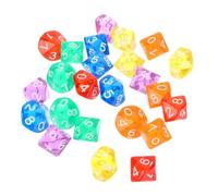 VANZACK 24 pièces Dés Polyédriques Faces Transparents Multicolores pour Jeux de Plateau et Enseignement des Mathématiques Ensemble de Polyèdres Chiffres pour Familles et Fêtes