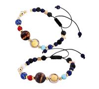 VANZACK 2pièces Bracelet Système Solaire Univers Pierres Thème Étoiles Et Planètes Avec Gardienne Et Perles Naturelles Pour Femme