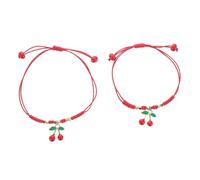 VANZACK 2pièces Bracelets Amitié Tressés Corde Lot de Ajustables Design Cerise et Fraise Accessoires Faits Main pour Filles