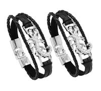 VANZACK 2pièces Bracelets Cuir pour Homme Lot Fermoirs Métalliques Style Punk et Gothique Adaptés pour Cosplay et Évènements