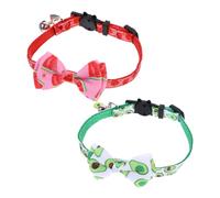 VANZACK 2pièces Collier pour Chat avec Nœud Et Doux Motif Pastèque Avocat avec Clochette Accessoire Élégant pour Animaux De Compagnie