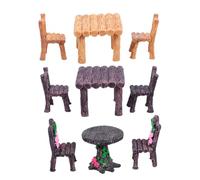 VANZACK 3 Ensembles Miniature Meubles Résine Décoration Micro-Paysage Tables et Chaises Compactes Résistantes Décoloration Accessoires DIY pour Bureaux et Étagères