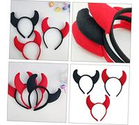 VANZACK 3 pièces Bandeau Démon Halloween Noir et Rouge Tête Cosplay Oreilles Diaboliques pour Fête Costume