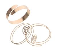 VANZACK 3 Pièces Bracelets de Bras Dorés Métal pour Femmes Manchettes Minimalistes Ajustables Spirale Bijoux Empilables pour Mariage et Soirée