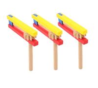 VANZACK 3 pièces Castagnettes Bois pour Garçon Fille avec Manche Long Instrument de Percussion et Facile à Contrôler et Continu pour Éveil Musical Garçon Fille