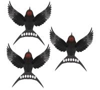 VANZACK 3 pièces Décoration Murale Hirondelle Imitation Ornements Légers pour Salon et Bureau Accessoires Photo Né Facile à Installer et Style Moderne