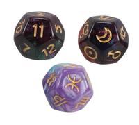 VANZACK 3 pièces Dés Astrologiques Divinatoires Faces à Chiffres Signes Zodiacaux Double Couleur pour Jeux de Tarot et Divination Constellation
