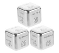 VANZACK 3 pièces Dés de Décision Repas Acier Inoxydable Multi-Faces pour Choisir Repas Dîner Jeu Convivial pour Famille et Cadeau Original Cuisine