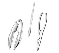 VANZACK 3 pièces Lot de Outils pour Manger Les Crustacés Acier Inoxydable Pinces Casse-Pattes et Aiguilles pour Crabe Design Antidérapant Ergonomique Accessoire Pratique pour Fruits de