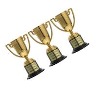 VANZACK 3 Pièces Mini Trophée Sportif en Plastique Doré et Récompenses | Petit Format, Finition Or Brillante, Base Incluse, pour Enseignants, Fêtes, Paquet Présents et Présentations
