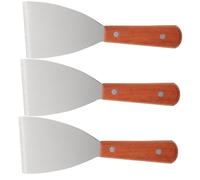VANZACK 3 pièces Spatule Acier Inoxydable avec Manche Bois Isolant Pelle Triangulaire pour Steak et Cuisson Outil de Cuisine Portable pour Barbecue et Pâtisserie