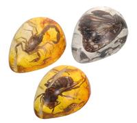 VANZACK 3 Pièces Spécimen D’ambre Insecte en Résine, Pendentif | Léger et Portable, Design Simple et Stylé, pour Bricolage Bijou, Charme Original, Finition Ambre