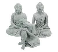 VANZACK 3 pièces Statues Bouddha Grès Chinois pour Méditation Décoration Intérieure Jardin Entrée Maison Apaisante