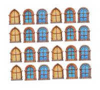 VANZACK 30 Pièces Miniature Wooden Dollhouse Windows European Style DIY Model Parts for Playhouse Decoration and Craft Accessories