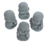 VANZACK 4 Mini Statues de Petit Moine, Buddha Statue Décoratif en Résine et Grès Vert, Décoration Intérieure Zen pour Table, Maison
