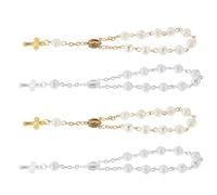 VANZACK 4 pièces Bracelet Chapelet Baptême Garçon Fille Design Rose Délicate Perles Miniature pour Religieux Mariage Communion Souvenir Sacré pour Fille