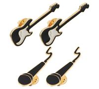 VANZACK 4 pièces Broches Alliage Micro-casque et Guitare Accessoires Mode Rock pour Femmes Épingles Décoratives Polyvalentes pour Vêtements et Sacs