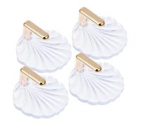 VANZACK 4 pièces Crochets Muraux Adhésifs Décoratifs Lot de Crochets Transparents Dorés Forme de Coquille pour Suspendre Clés Sacs Manteaux et Serviettes sans Perçage