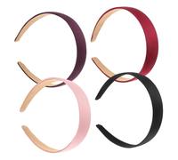VANZACK 4 Pièces Lot de Bandeaux Larges Plastique Noir Rouge Foncé Rose Serre-tête Confortable pour Cheveux et Accessoire de Coiffure