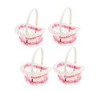 VANZACK 4 pièces Lot de Mini Paniers Tissés à Poignée au Style Campagne pour Rangement et Accessoires Maison Légers et Portables