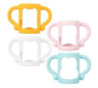 VANZACK 4 pièces Manches Silicone pour Biberon Garçon Fille Protection Antidérapante avec Double Poignée Lot de Multicolores Accessoires pour Développement de Lautonomie des Tout Petits