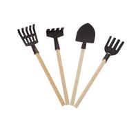 VANZACK 4 pièces Outils de Jardinage Mini pour Garçon Fille Mini Pelle Râteau et Fourche Kit Jardinier pour Maison de Poupée et Décoration de Ferme