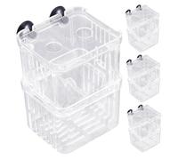 VANZACK 4pièces Lot de Boîtes Élevage pour Poissons Boîtes Isolement Transparentes avec Ventouses Séparateurs pour Alevins Poissons-Clowns Petits Poissons Aquarium Crevettes Guppys