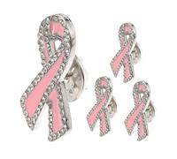 VANZACK 4pièces Lot De Broches Ruban Sensibilisation Au Cancer Du Sein Épingle De Revers Avec Cristaux Pour Femmes Journée Mondiale Le Cancer