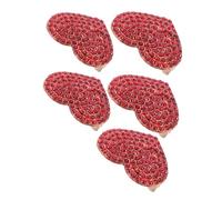 VANZACK 5 Pièces Broche Cœur Rouge Brillante Alliage de Zinc Accessoire Élégant pour Femme Lot de Épingles Cœur Pierre Précieuse Cadeau Saint-valentin Mariage et Anniversaires