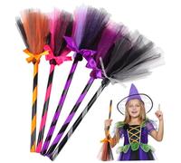 VANZACK 5 Pièces Lot de Balais de Colorés pour Halloween Décoration Cosplay Garçon Fille et Réutilisable