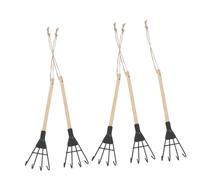 VANZACK 5 Pièces Mini Rake for Small Gardens Ergonomic Four Tooth Metal Gardening Tool for Soil Aeration and Digging