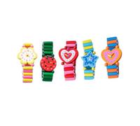 VANZACK 5 Pièces Montre Éducative Bois pour Garçon Fille Lot de Couleurs Aléatoires Apprentissage Anniversaire pour Garçons et Couleur Aléatoire