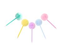 VANZACK 5 Pièces Stylo à Bille en Peluche Boule Duveteuse, Design Cartoon Coloré et Mignon, Stylo Polyvalent pour Filles et Étudiants à Domicile, Magasin de Fournitures Scolaires