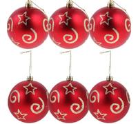 VANZACK 6 Pièces Boule de Noël à Suspendre 8cm en Plastique Rouge pour Sapin