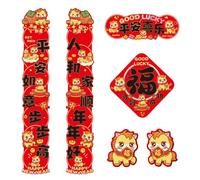 VANZACK 6 Pièces Chinese Year Door Couplets Set Year Of The Horse Peel And Stick Lunar Wall Banners With Fu Poster Festive Spring Festival Decorations