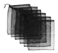 VANZACK 6 pièces Lot de Filet à Cordon de Serrage Noirs Sacs de Rangement Légers pour Courses Voyage Accès Cosmétiques et Papeterie Respirants Polyvalents