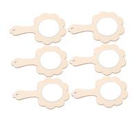 VANZACK 6 pièces Lot de Miroirs Bois Non pour Garçon Fille Mini Miroirs à Peindre DIY Accessoires Créatifs et Portables pour Activités Manuelles