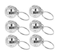 VANZACK 6 pièces Lot de Porte-clés Boules Disco Argentées Décorations Suspendues pour Fête Rétro Cadeaux Petits Présents pour Noël et Sacs Surprises