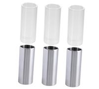VANZACK 6 pièces Slide Guitare Acier Inoxydable et Verre Transparent Bottleneck Moyen Pack pour Guitaristes Professionnels et Amateurs