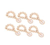 VANZACK 6 Pièces Wooden Baptism Rosary Beads With Small Cross And Crucifix Pendant Portable Rosaries In Organza Pouch For Shower First Communion Confirmation Gift