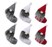 VANZACK 6pièces Housse de Bouteille de Vin Forme de GNOME Décorations Festives pour Noël Ensemble pour Bouteilles de Vin et Décorations Hiver pour Fêtes