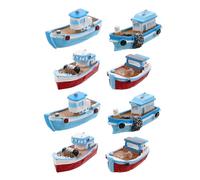 VANZACK 8 Pièces Miniature Resin Boat Figurines Mediterranean Style Mini Fishing and Yacht Ship Models for Aquarium and Landscape Decor