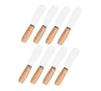 VANZACK 8 pièces Set de Spatules à Beurre Acier Inoxydable avec Manche Bois Épandeurs de Beurre et Confiture Réutilisables pour Cuisine et Pâtisserie à Domicile