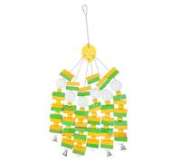 VANZACK Accessoire De Cage À Oiseaux, Jouet À Mâcher pour Perroquet avec Corde Suspendue Et Blocs en Bois pour Calopsittes, Petits Perroquets Et Perruches, Jouet en Corde pour Perroquet