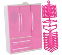VANZACK Armoire Poupée Faces avec Penderie Miniature et Cintres Cœur et Droit Rangement Vêtements Poupée pour Décorative