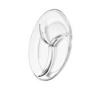 VANZACK Assiette de Service Multifonctionnelle en Verre Trempé Transparent, Petite Taille, 3 Compartiments pour Fruits, Salades et Desserts, Plateau Alimentaire Cuisine et Réception