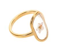 VANZACK Bague Forme De Cœur Pressé Faite Main Fleurs Bijoux Décoratifs Plaqués or Pour Femmes