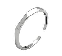 VANZACK Bague Ouverte Argent Femme Homme Anneau Rhombus Minimaliste Léger et Cadeau Couple Petite Ajustable Design Simple Blanc